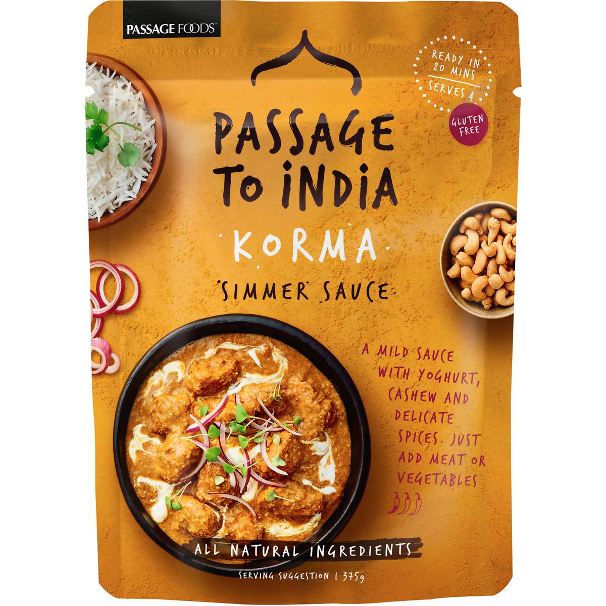 Passage To India Simmer Sauce Curry Korma 375g Woolworths 4576