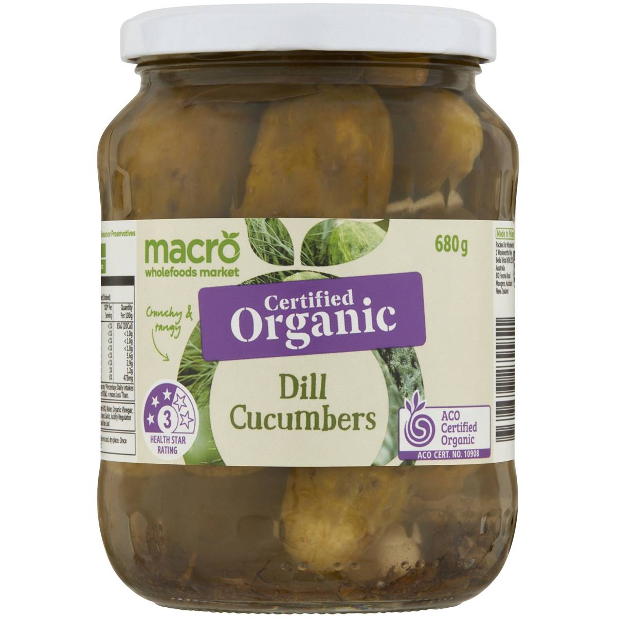 Macro Organic Dill Cucumbers 680g Woolworths