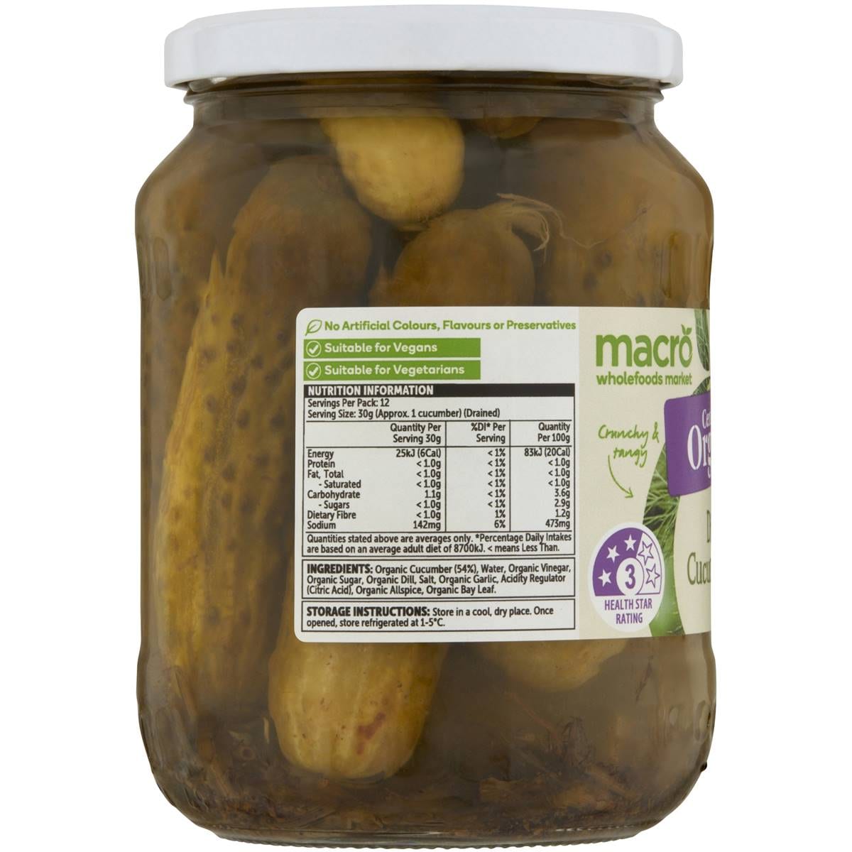 Macro Organic Dill Cucumbers 680g Woolworths