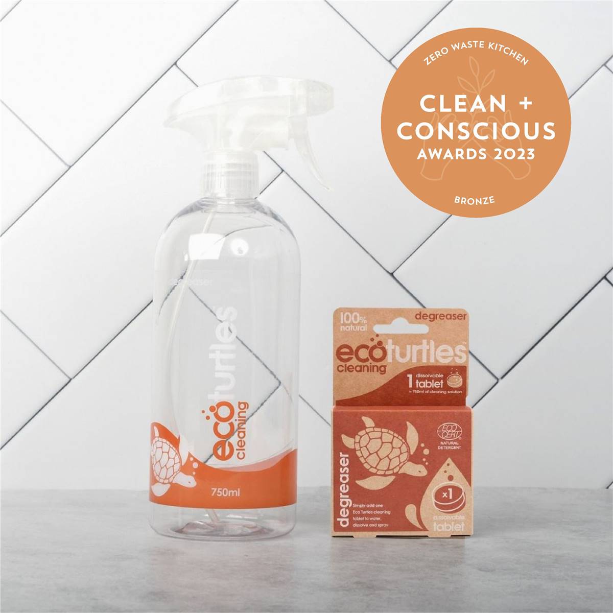 Eco Turtles Reusable Spray Bottle & Degreaser Cleaning Tablet 750ml