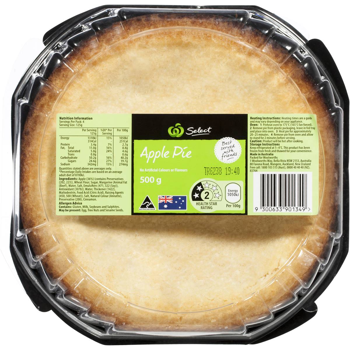 Woolworths Apple Pie 500g Woolworths