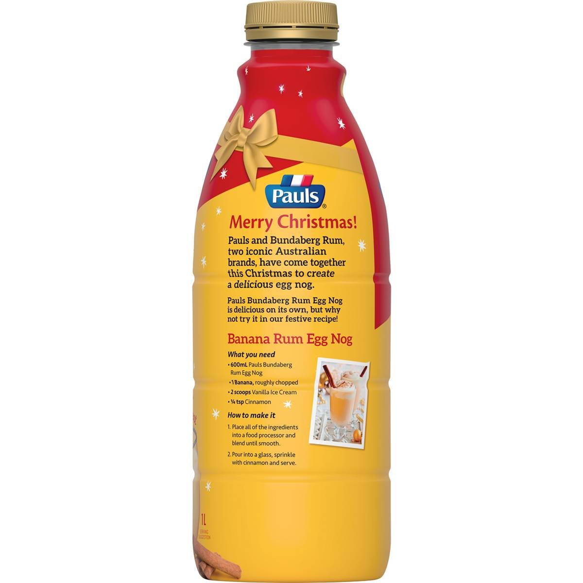 Pauls Bundaberg Egg Nog 1l Woolworths