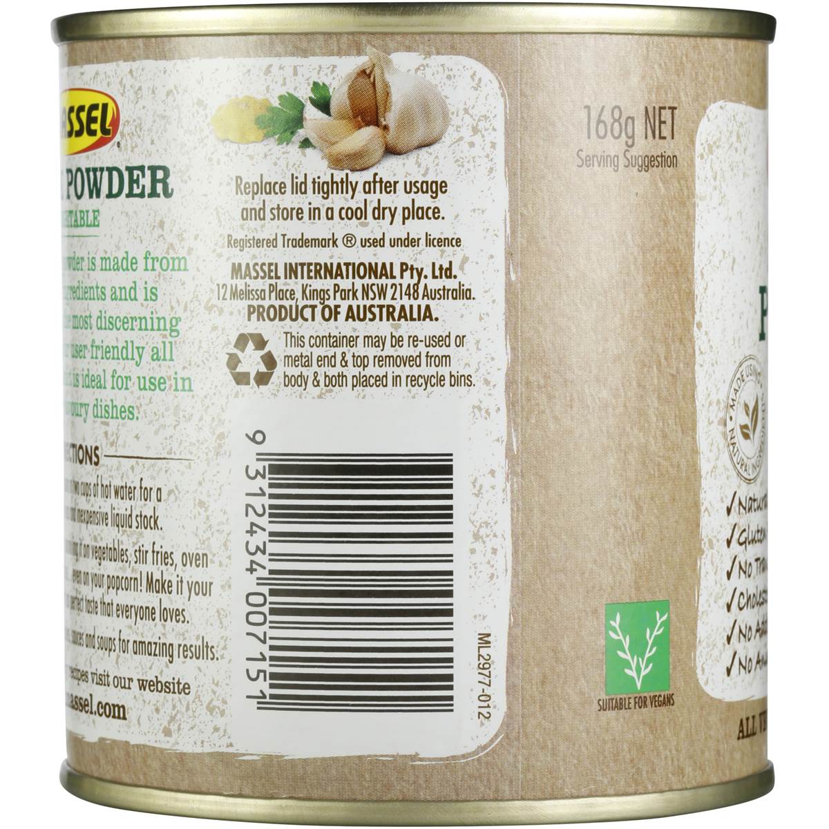 Massel Stock Powder Vegetable 168g Woolworths