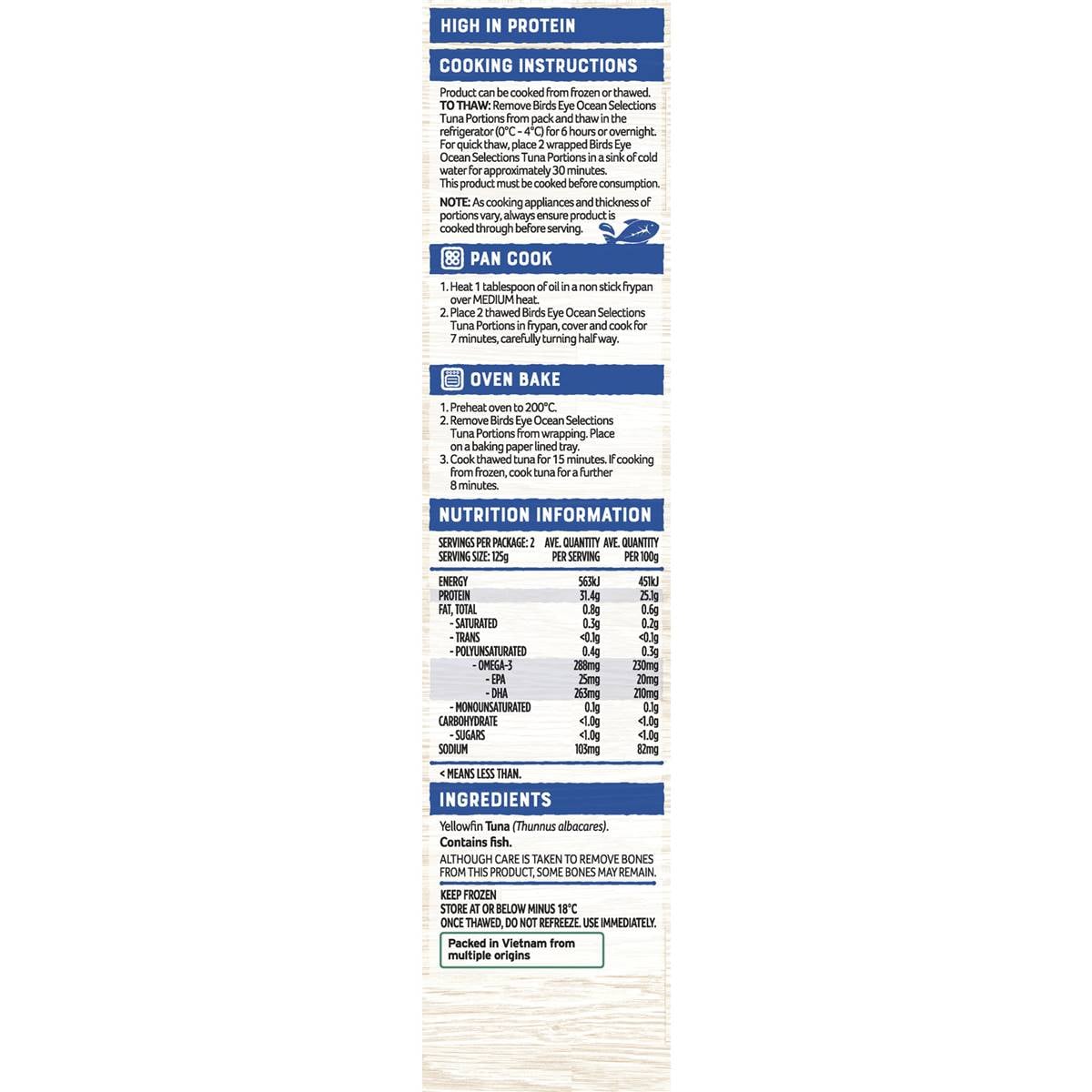 Birds Eye Ocean Selections Tuna Steaks Frozen Fish Filllet 2 Pack Woolworths