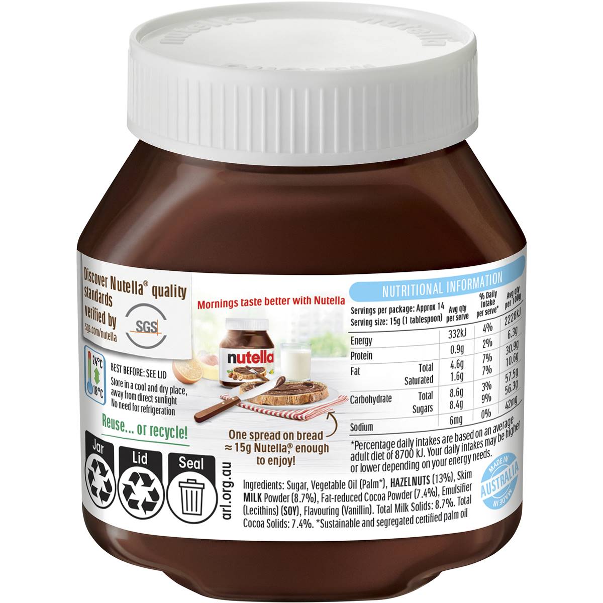 Nutella Hazelnut Chocolate Spread 220g Woolworths