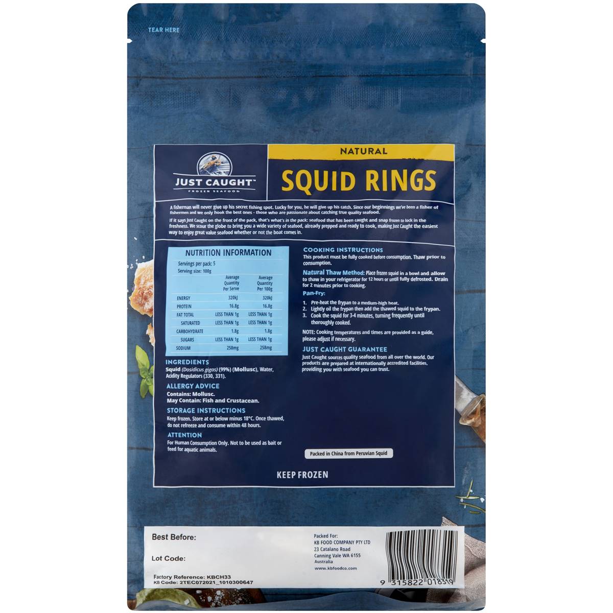 Just Caught Frozen Natural Squid Rings 500g | Woolworths
