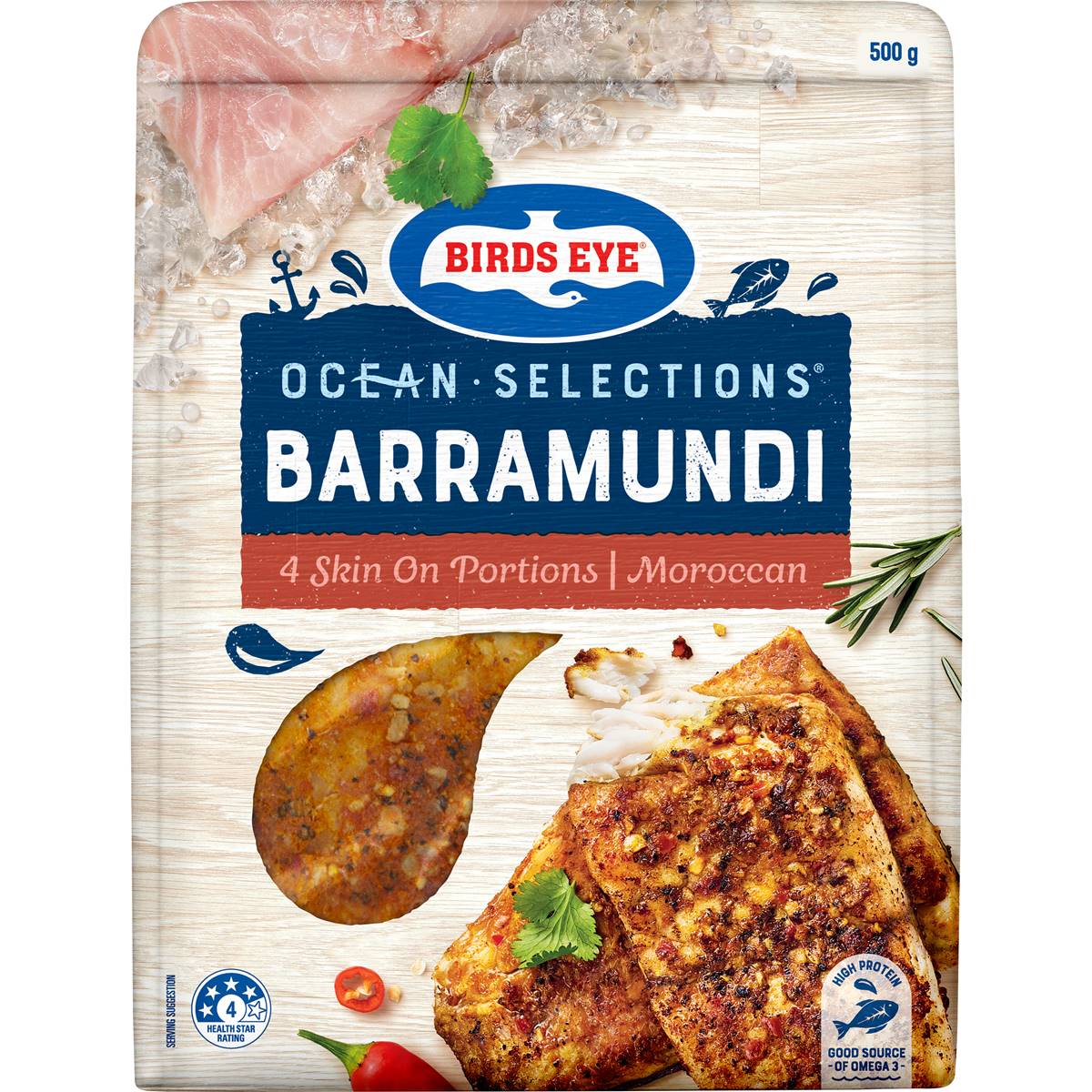 Birds Eye Ocean Selections Barramundi Moroccan Frozen Fish Fillets 4 Pack Woolworths