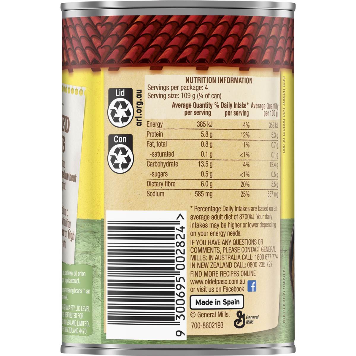 Old El Paso Refried Beans 435g Woolworths