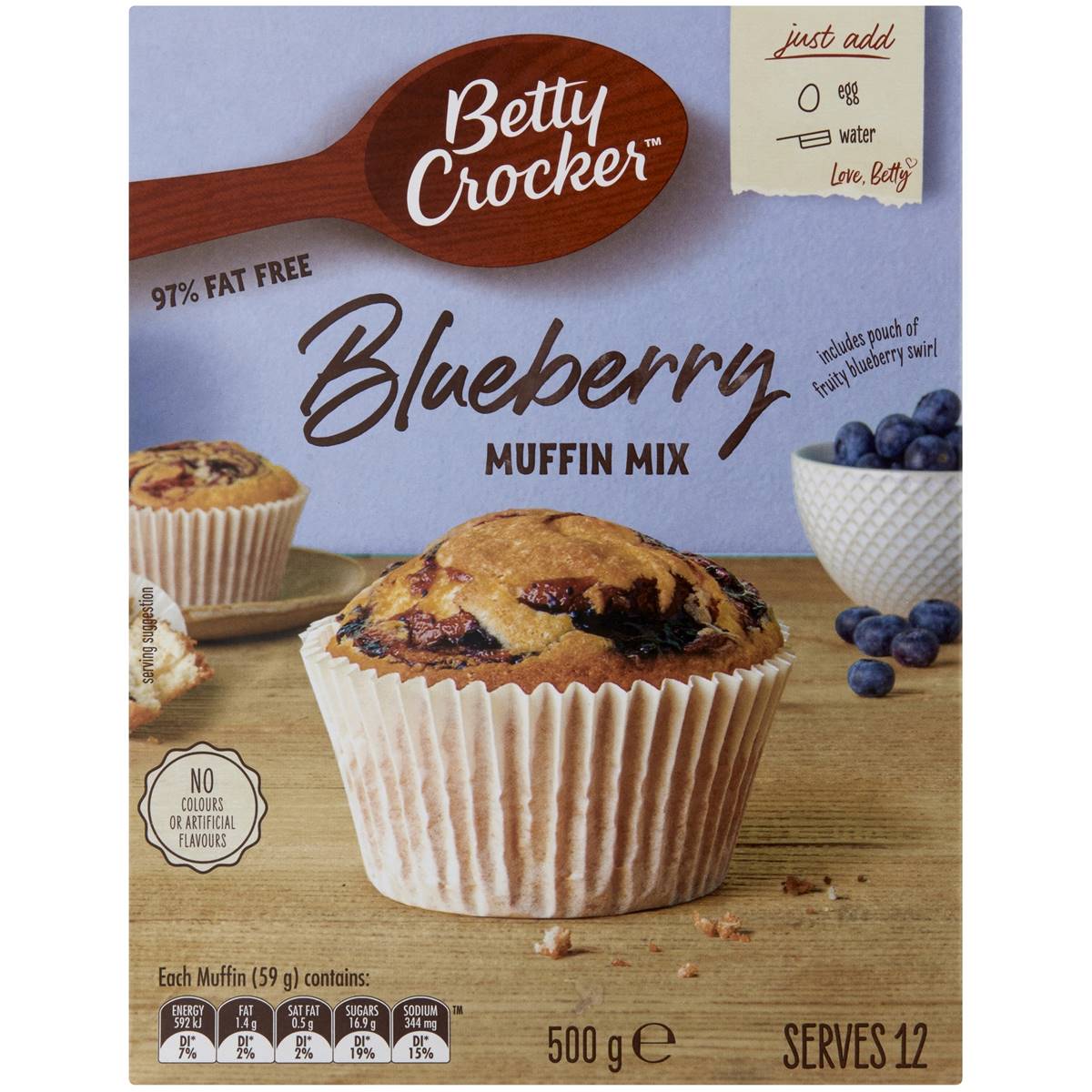 Betty Crocker Blueberry Low Fat Muffin Mix Muffin Mix 500g Woolworths