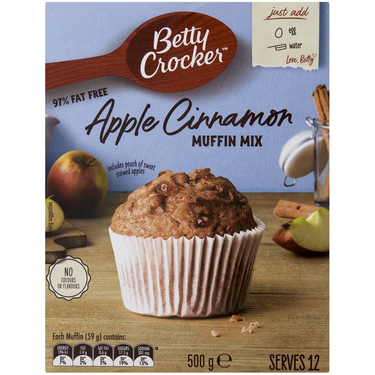 Betty Crocker Apple & Cinnamon Low Fat Muffin Mix 500g Woolworths