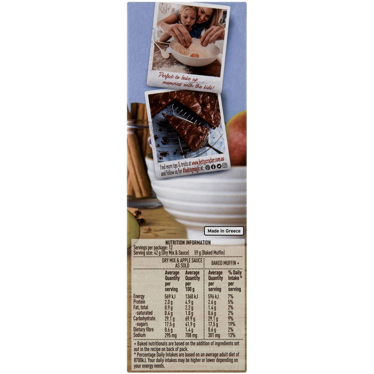 Betty Crocker Apple & Cinnamon Low Fat Muffin Mix 500g Woolworths