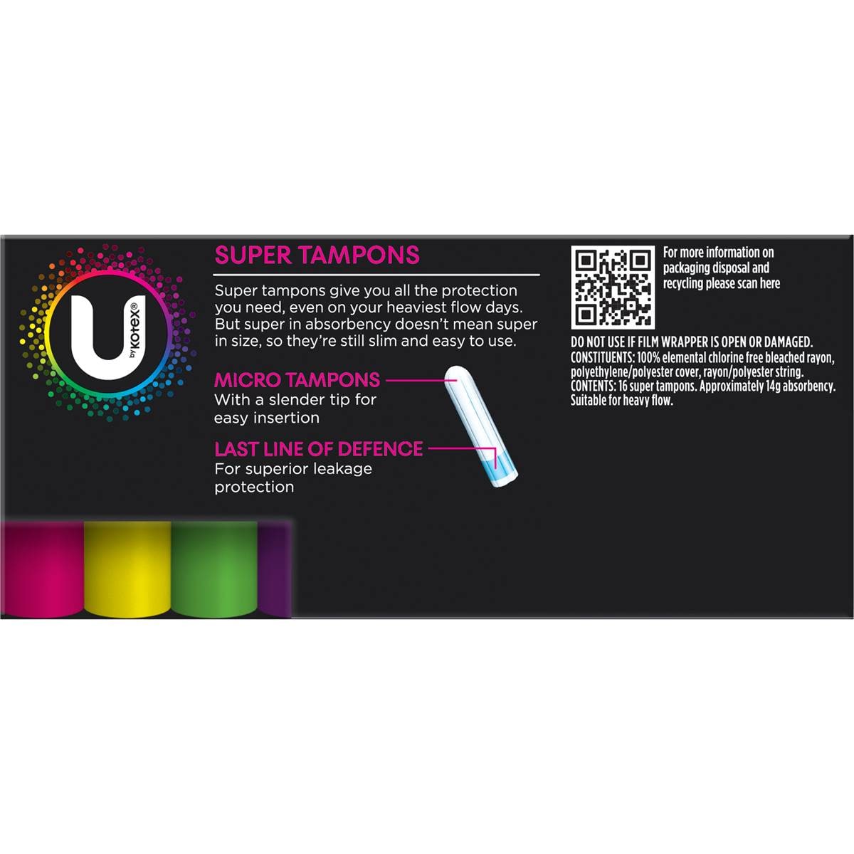 U By Kotex Tampons Super Super 16 Pack Woolworths
