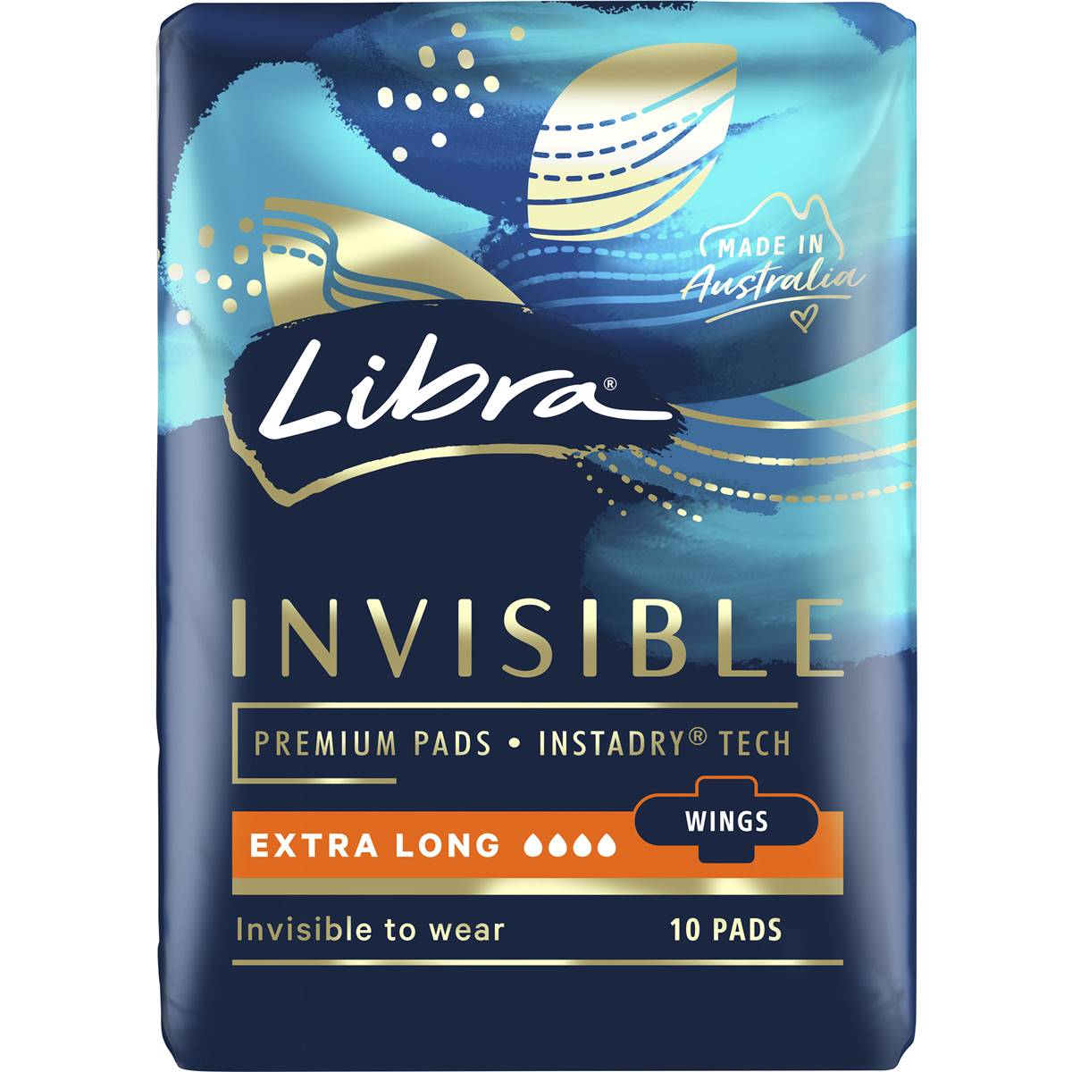 Libra Invisible Pads Extra Long With Wings 10 Pack Woolworths