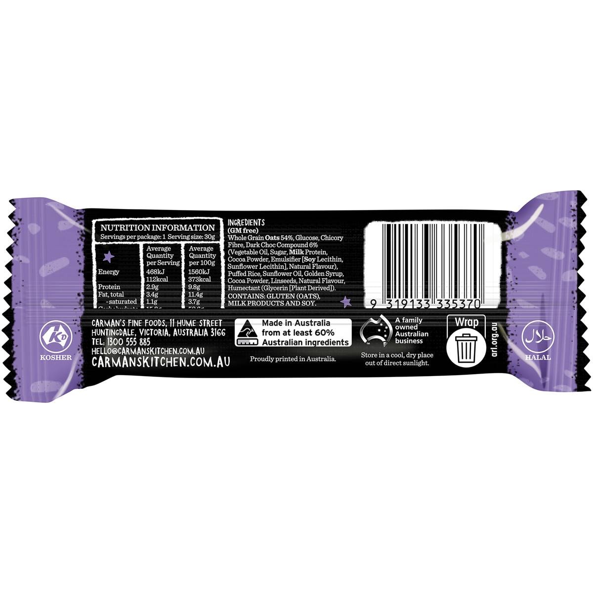 Carman's Brownie With Choc Aussie Oat Bar 30g Woolworths