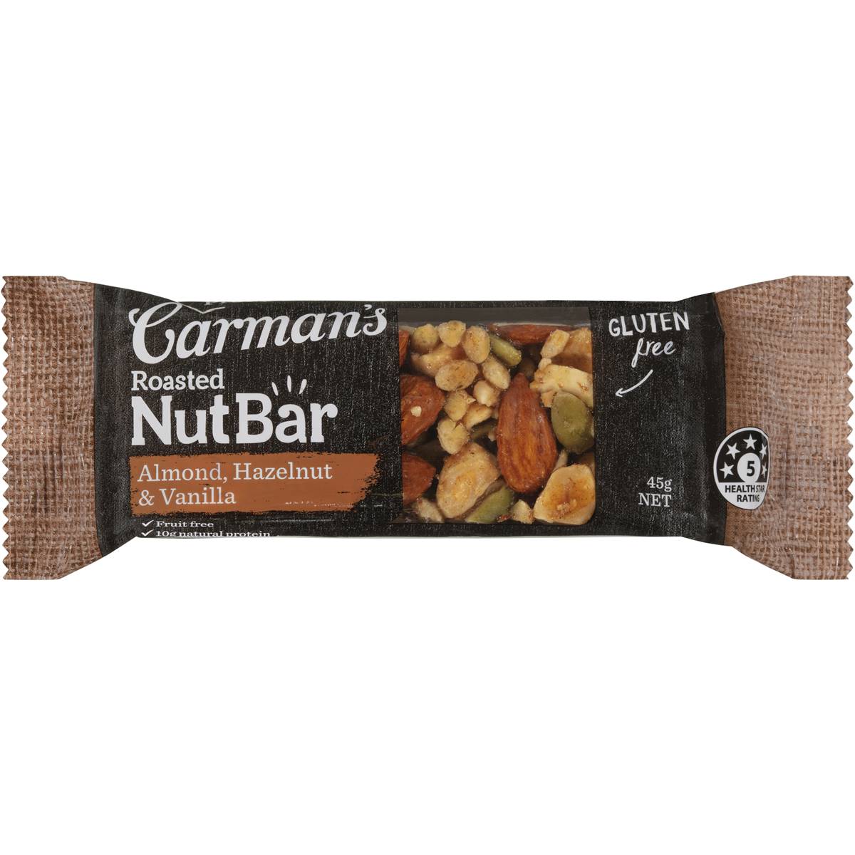 Carman's Roasted Nut Bar Almond, Hazelnut & Vanilla 45g Woolworths