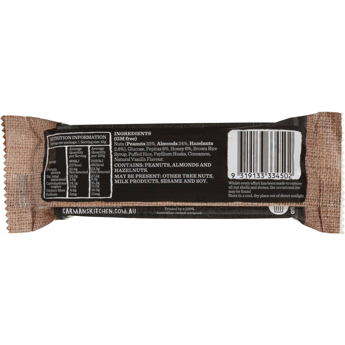 Carman's Nut Bar Almond Hazelnut & Vanilla 45g | Woolworths