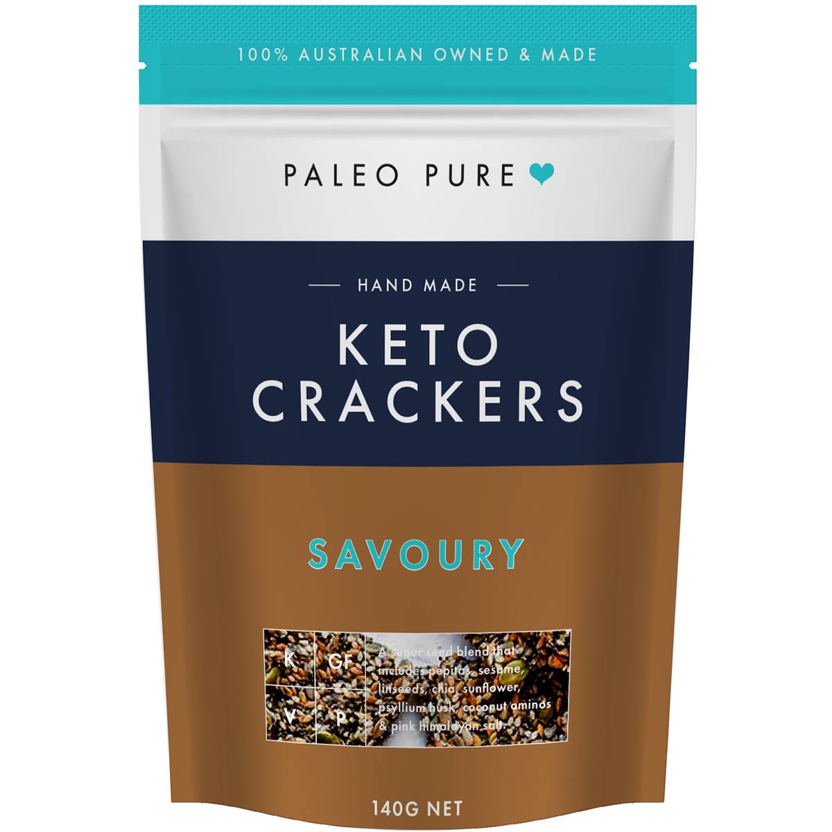 Paleo Pure Seedy Keto Crackers Savoury 140g Woolworths