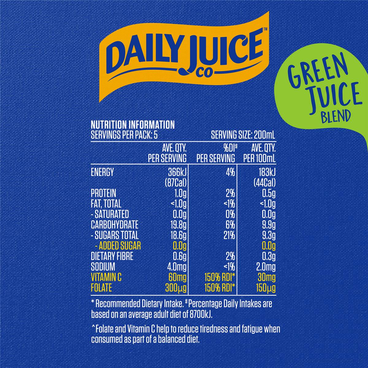 Daily Juice Co Green Blend & Folate 1l Woolworths