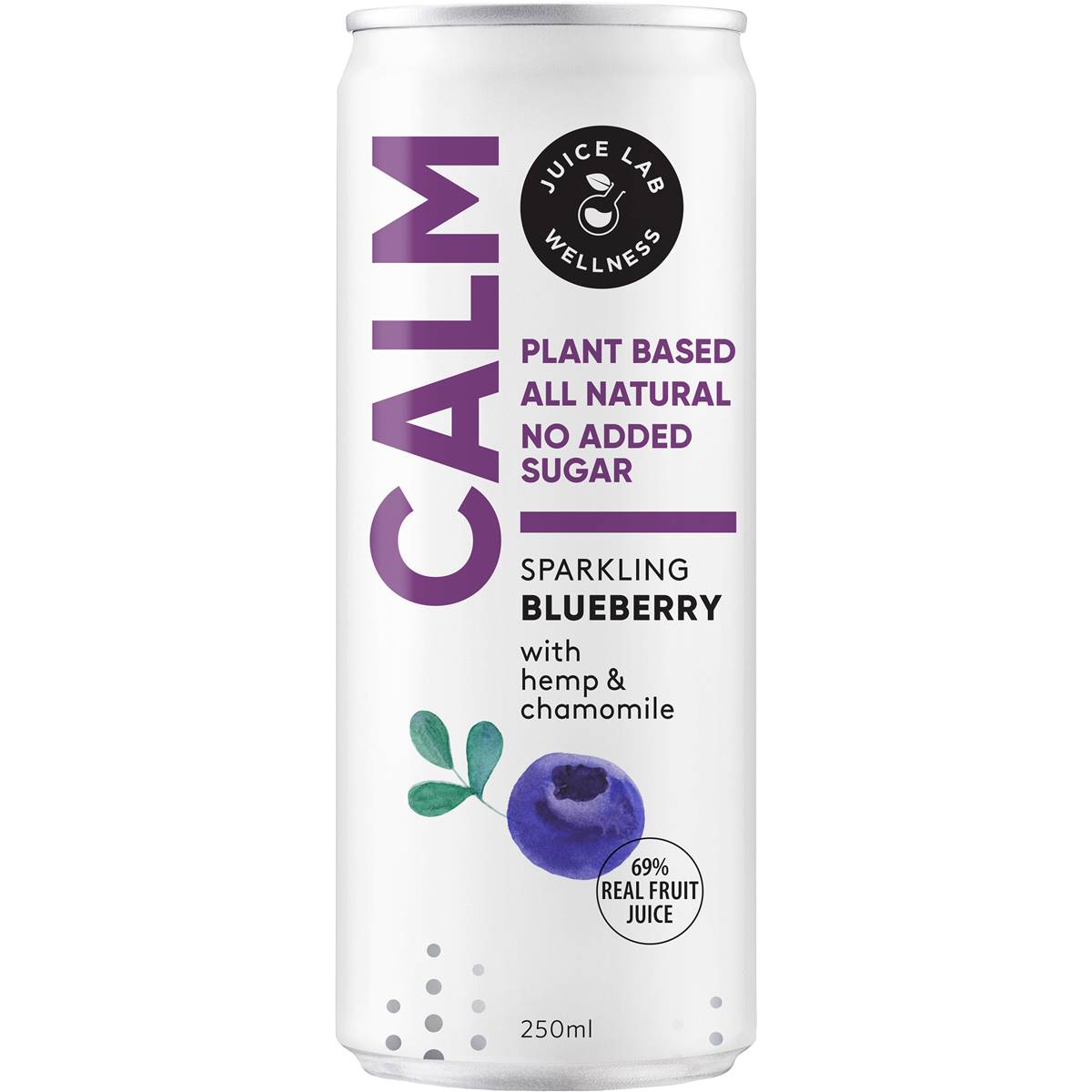 The Juice Lab Wellness Calm Sparkling Blueberry Can 250ml Woolworths