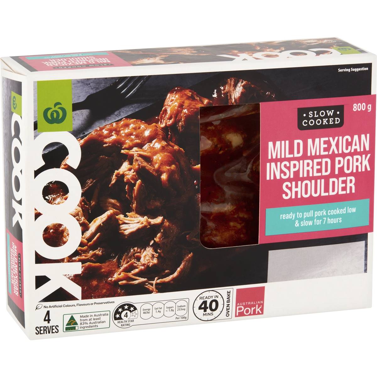Woolworths Cook Mild Mexican Pork Shoulder 800g Woolworths