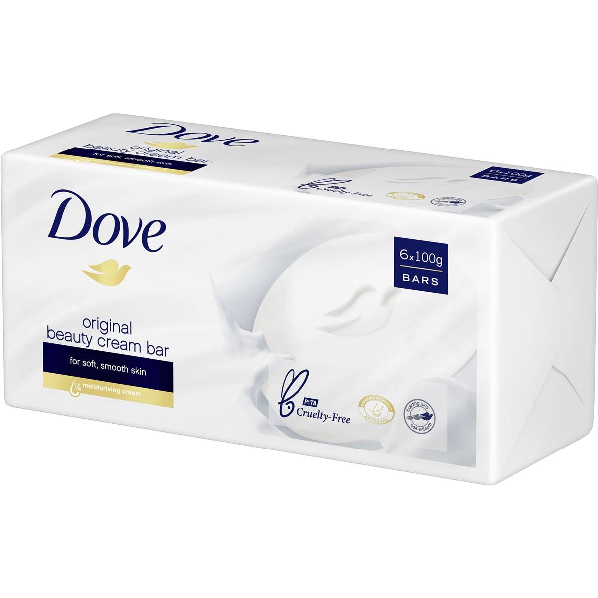 Dove Original Beauty Bar Soap 1/4 Moisturising 6x100g Woolworths