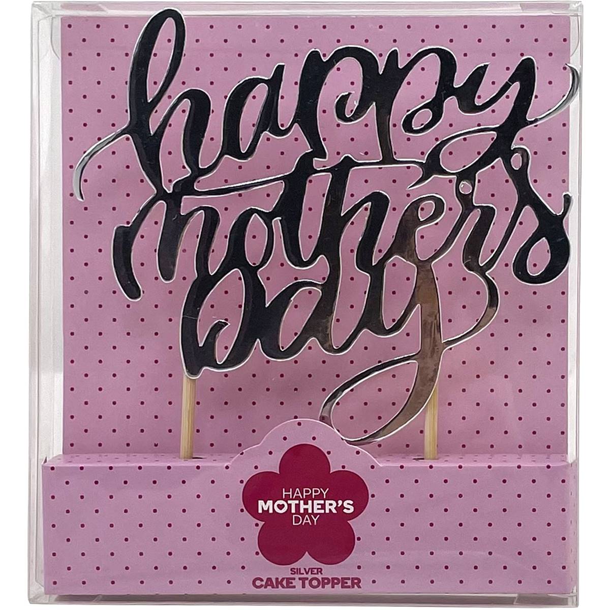 Mothers Day Happy Mother's Day Cake Topper Silver