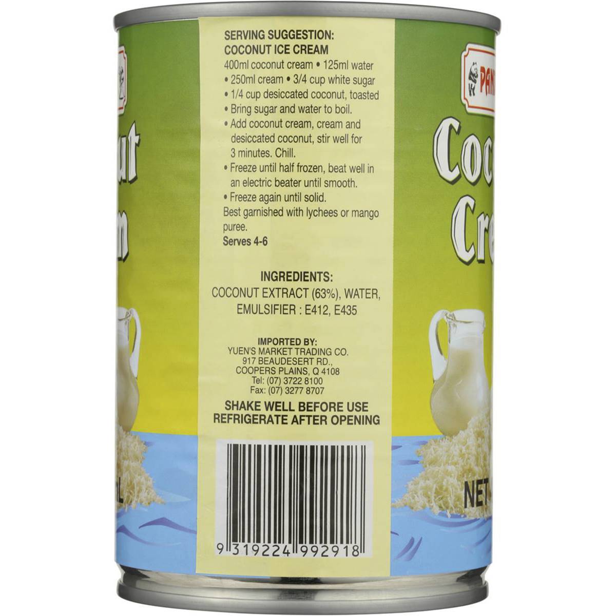 Pandaroo Coconut Cream 400ml Woolworths