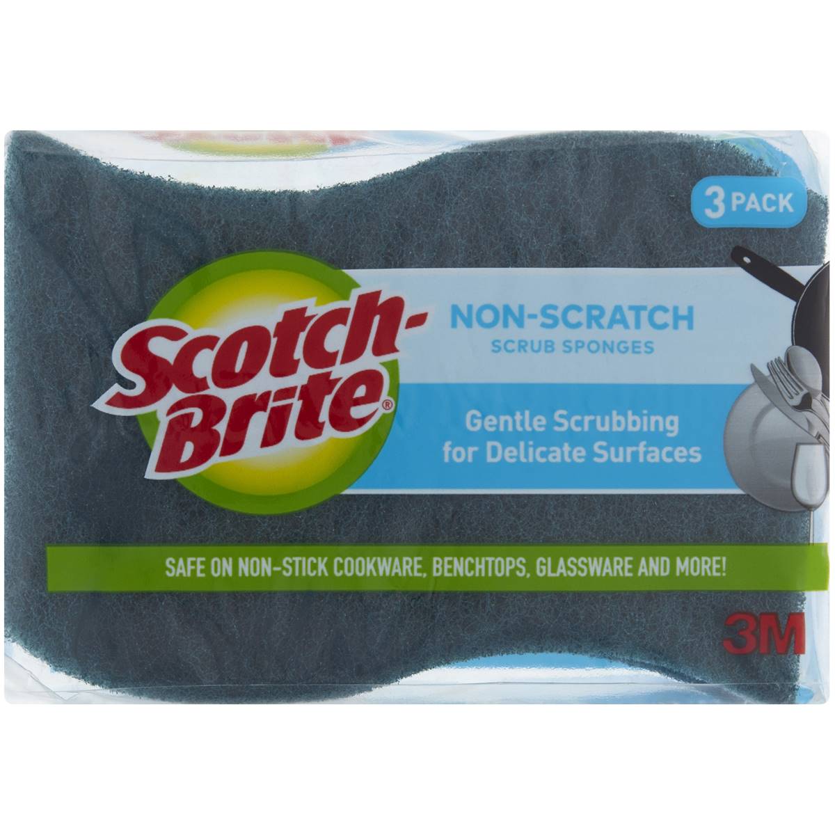 Scotch-brite Non Scratch Scrub Sponge 3 Pack | Woolworths