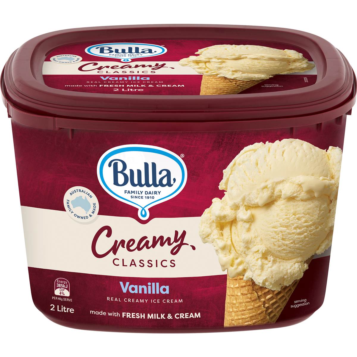 Bulla Creamy Classics Ice  Cream  Vanilla 2l tub  Woolworths