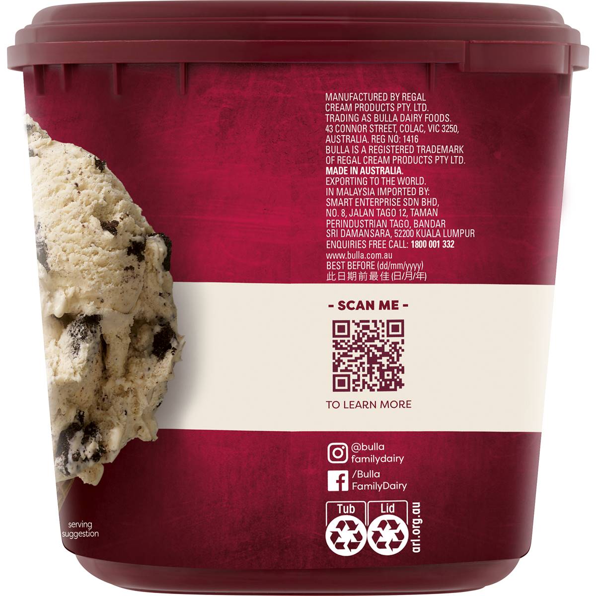 Bulla Creamy Classics Ice Cream Cookies & Cream 2l Tub | Woolworths