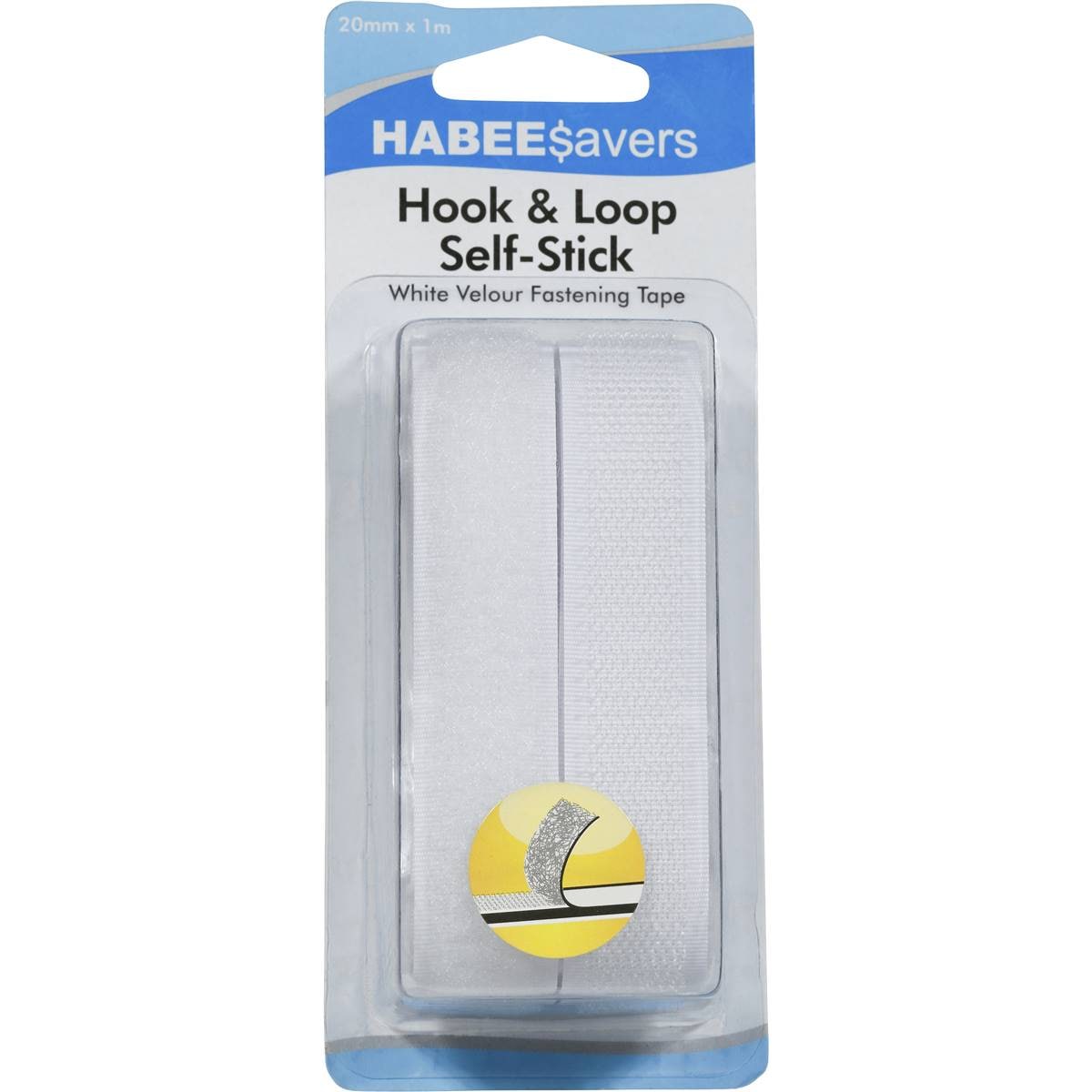 Habeeavers Hook & Loop Self Stick 20mm X 1m Each Woolworths