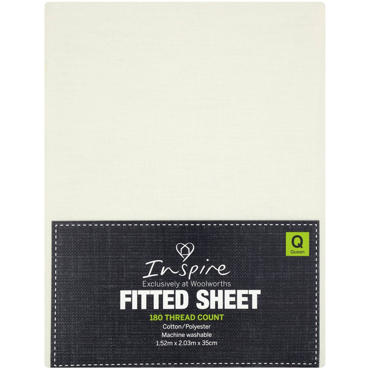 Woolworths Essentials Sheet Fitted Cream Queen Bed Each Woolworths