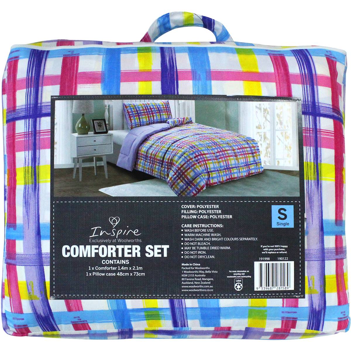 Inspire Comforter Set Purple Pattern Single Bed Each Woolworths