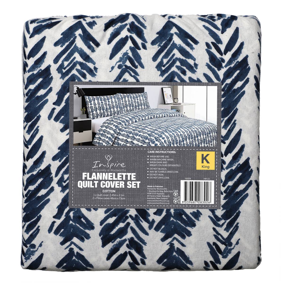 Inspire Cotton Flannelette Quilt Cover Set Blue King Size Each Woolworths