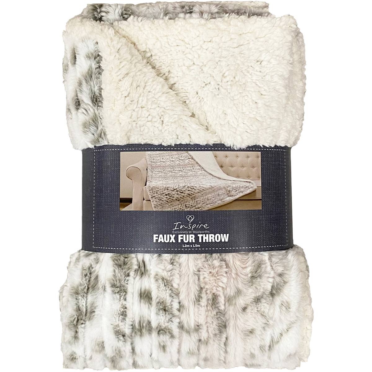 Inspire Faux Fur Animal Throw Assorted Each Woolworths