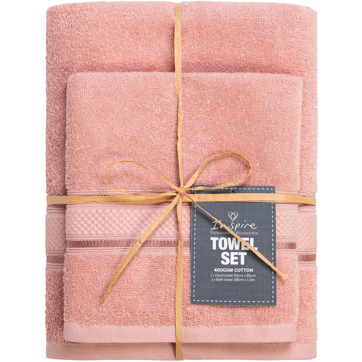 Inspire Towel Set Pink Each | Woolworths