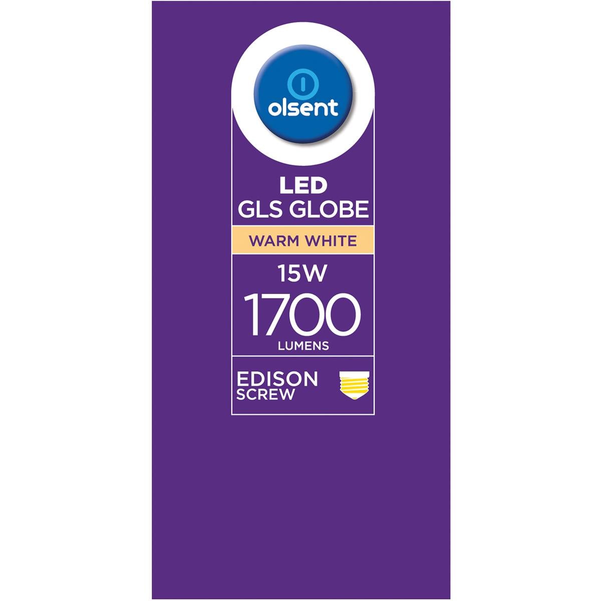 Olsent Led Gls Globe 15w 1700lm Warm White Edison Screw 2 Pack Woolworths