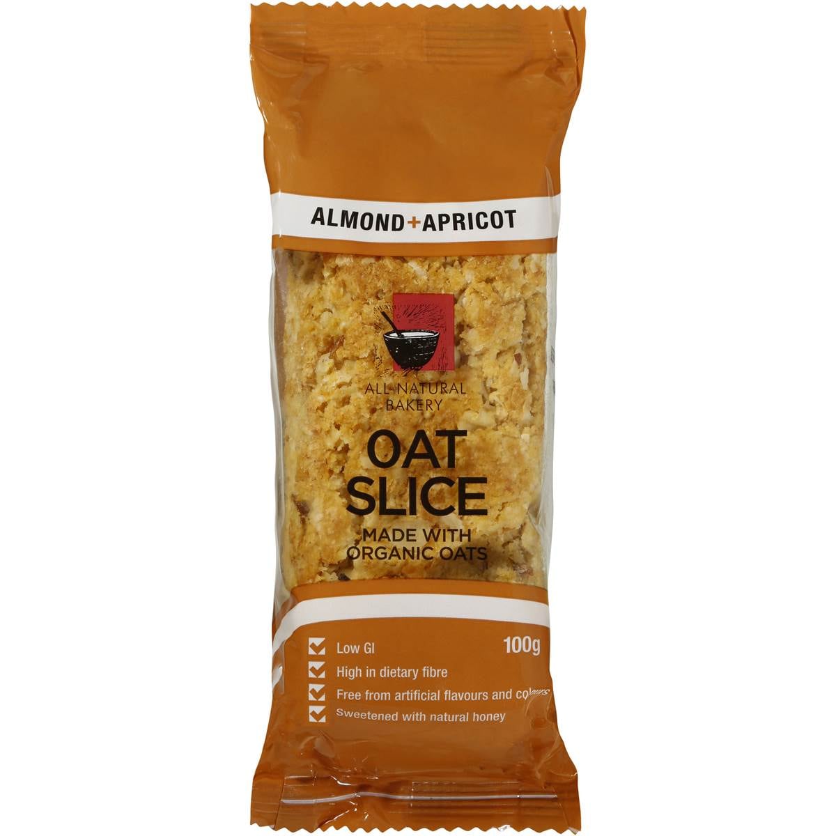 All Natural Bakery Bars Slice Oat Almond & Apricot 100g Woolworths
