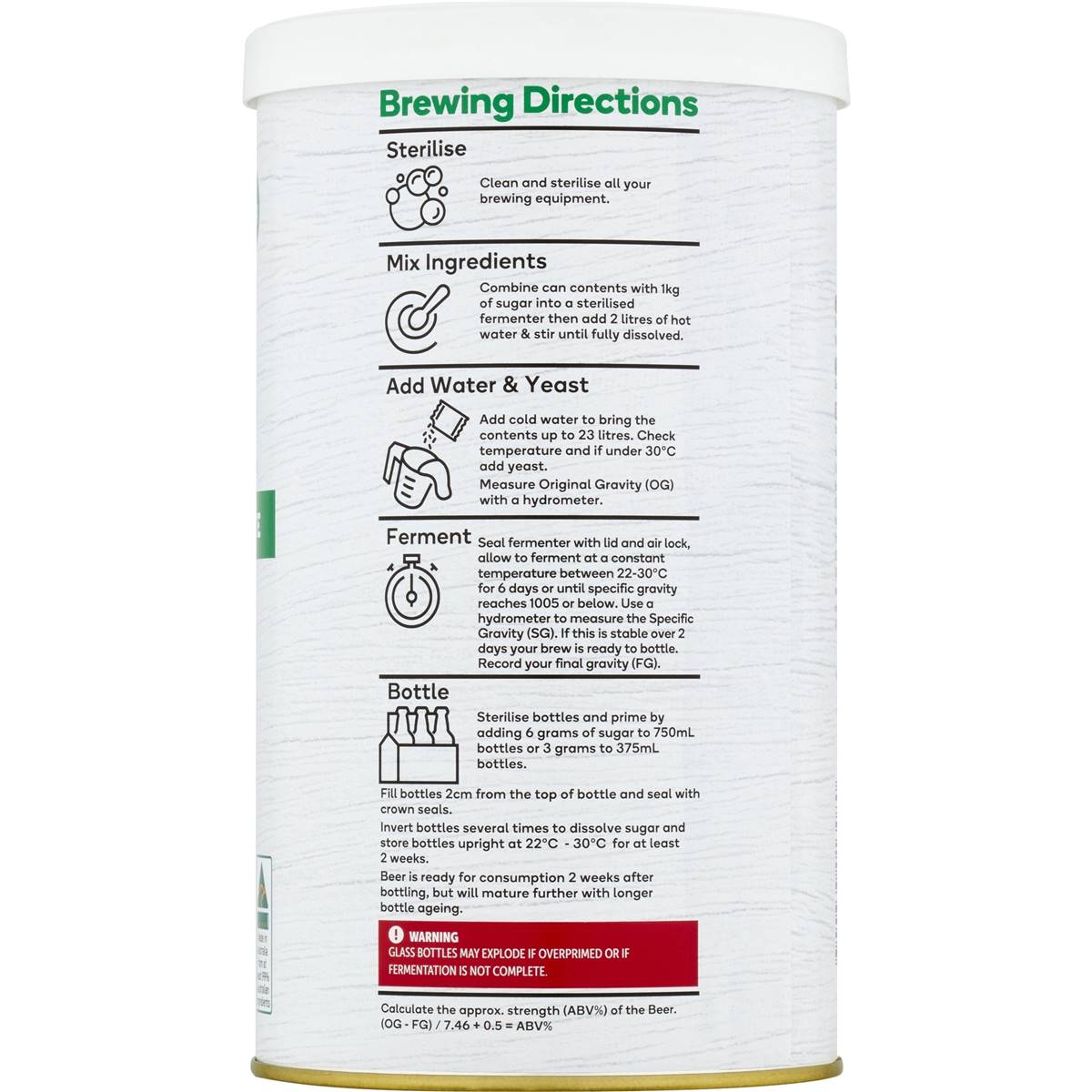 Woolworths Home Brew Lager 1.7kg Woolworths