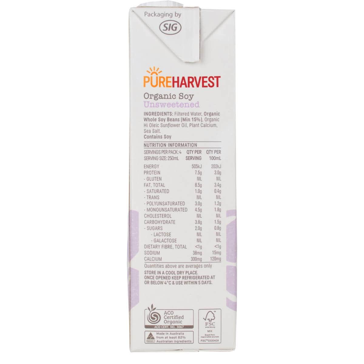 Pureharvest Organic Malt Free Soy Milk 1l Woolworths