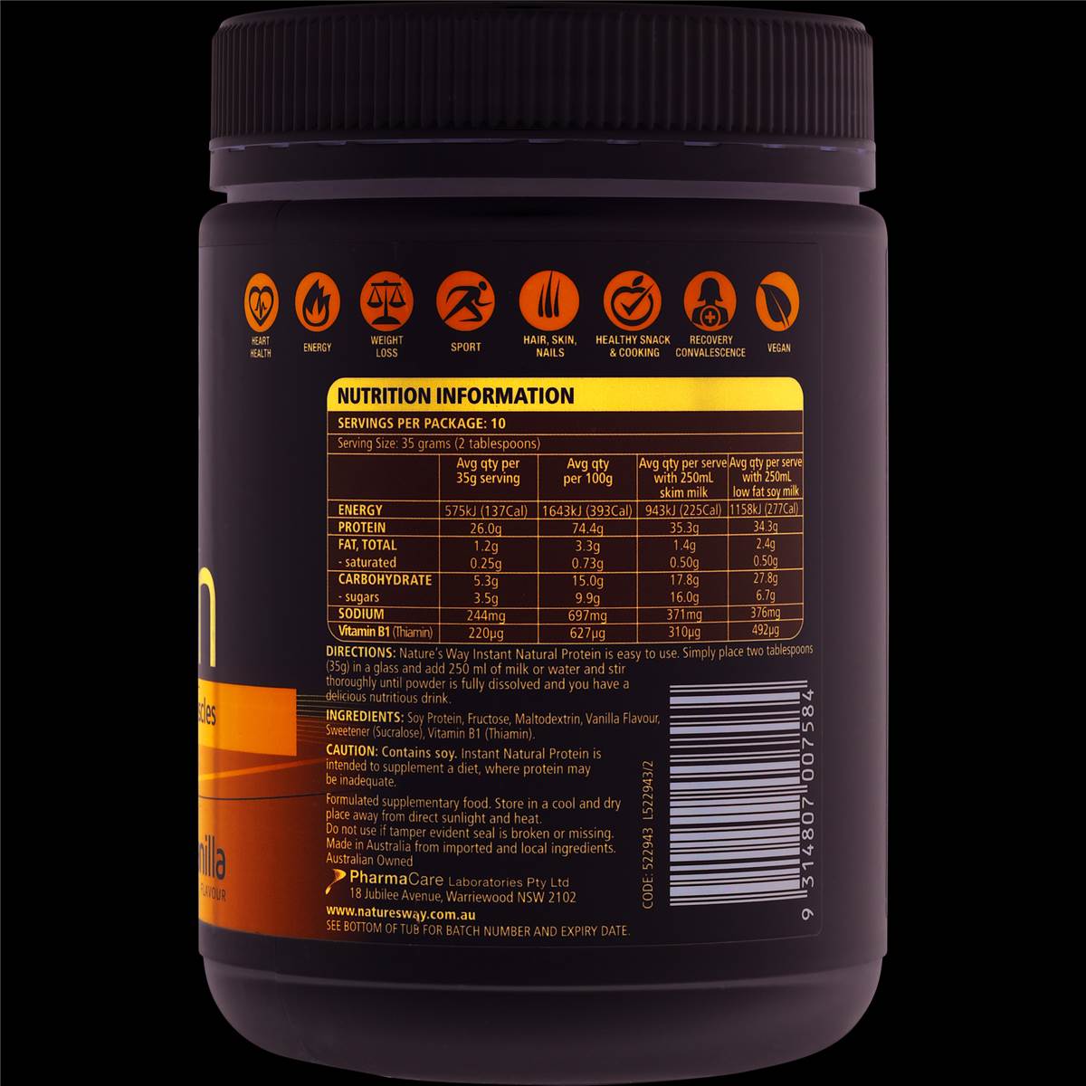 Natures Way Protein Powder Vanilla 375g Woolworths