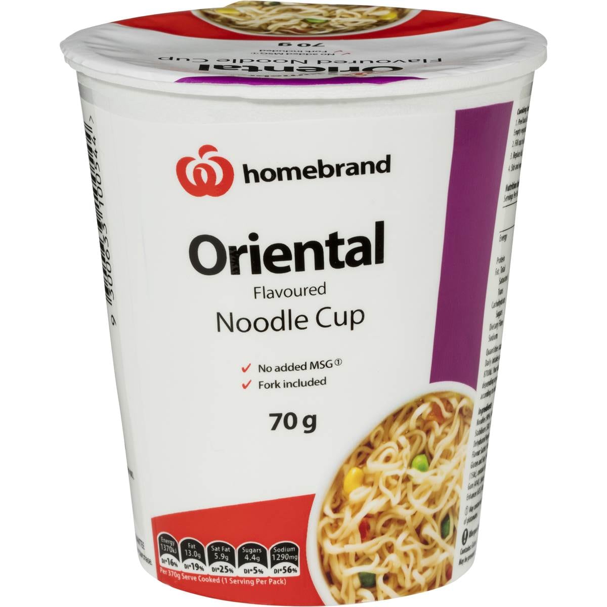 Homebrand Oriental Noodle Cup 70g Woolworths