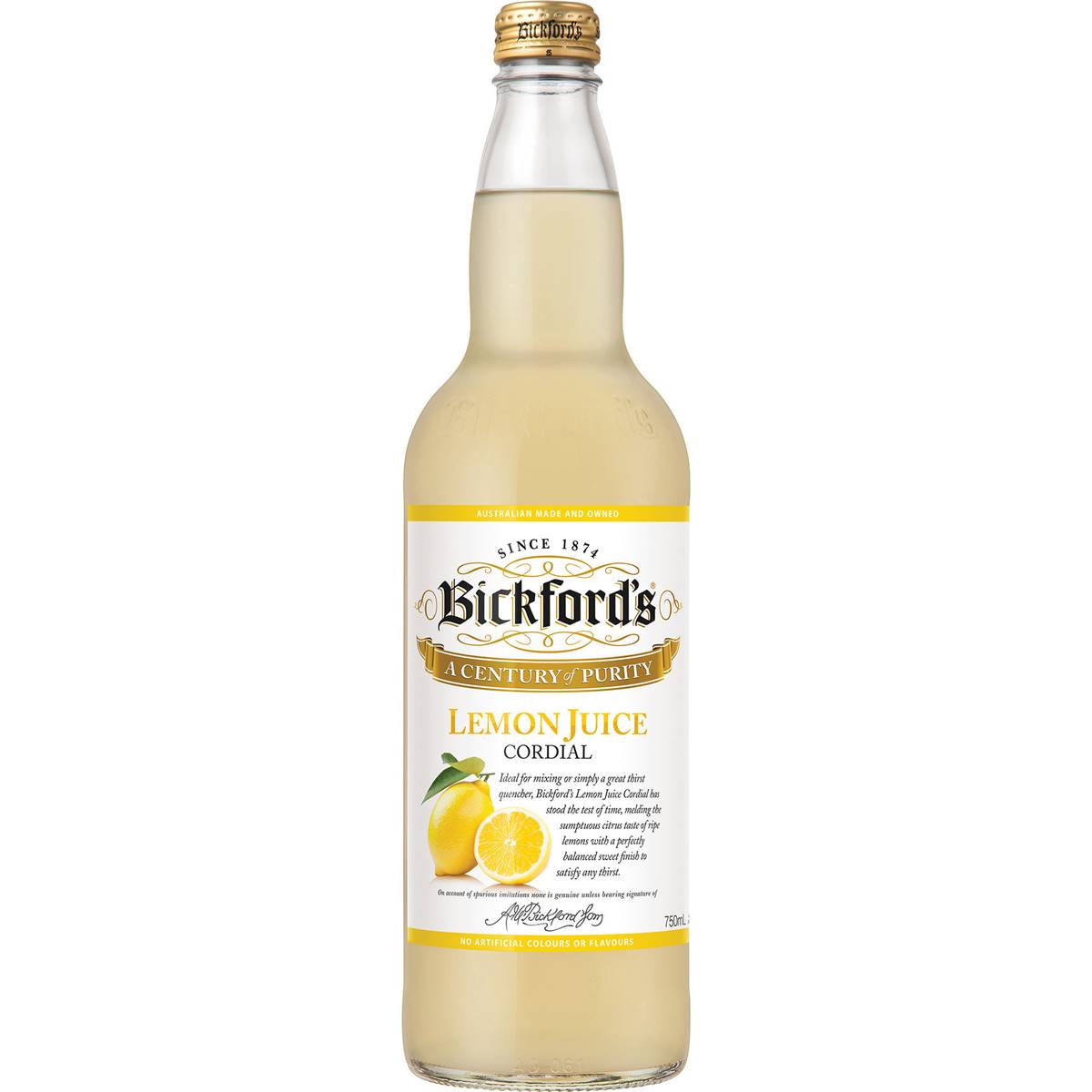 Bickfords Lemon Cordial 750ml Woolworths