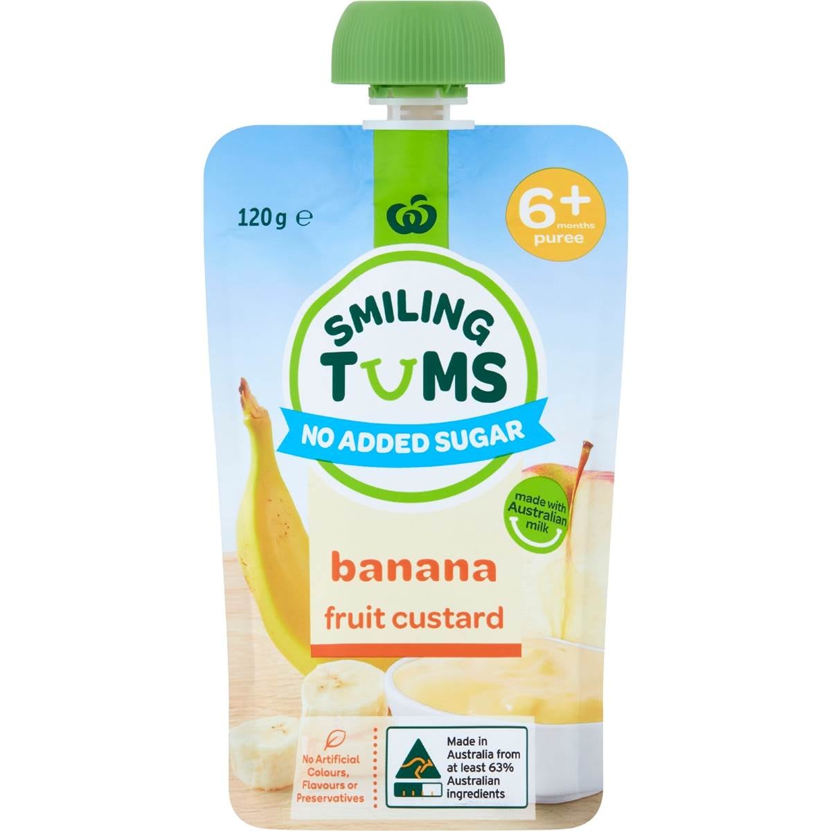Woolworths Smiling Tums Banana Custard 120g Woolworths