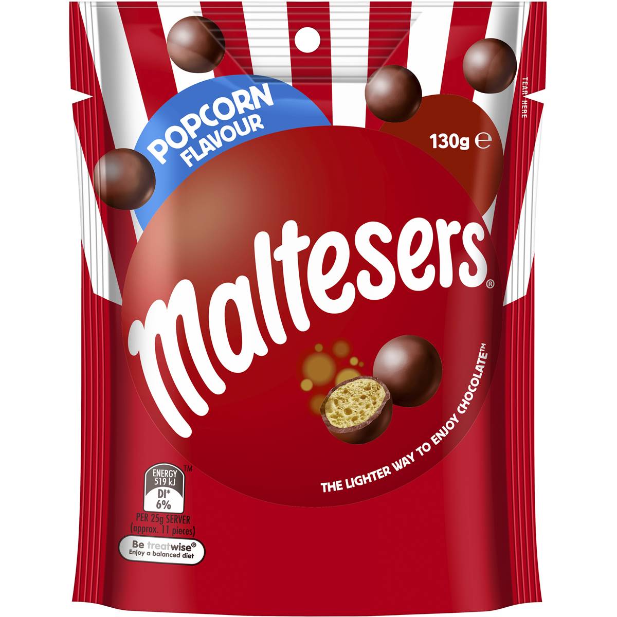 Maltesers Milk Chocolate Popcorn Flavour Bag 130g Woolworths
