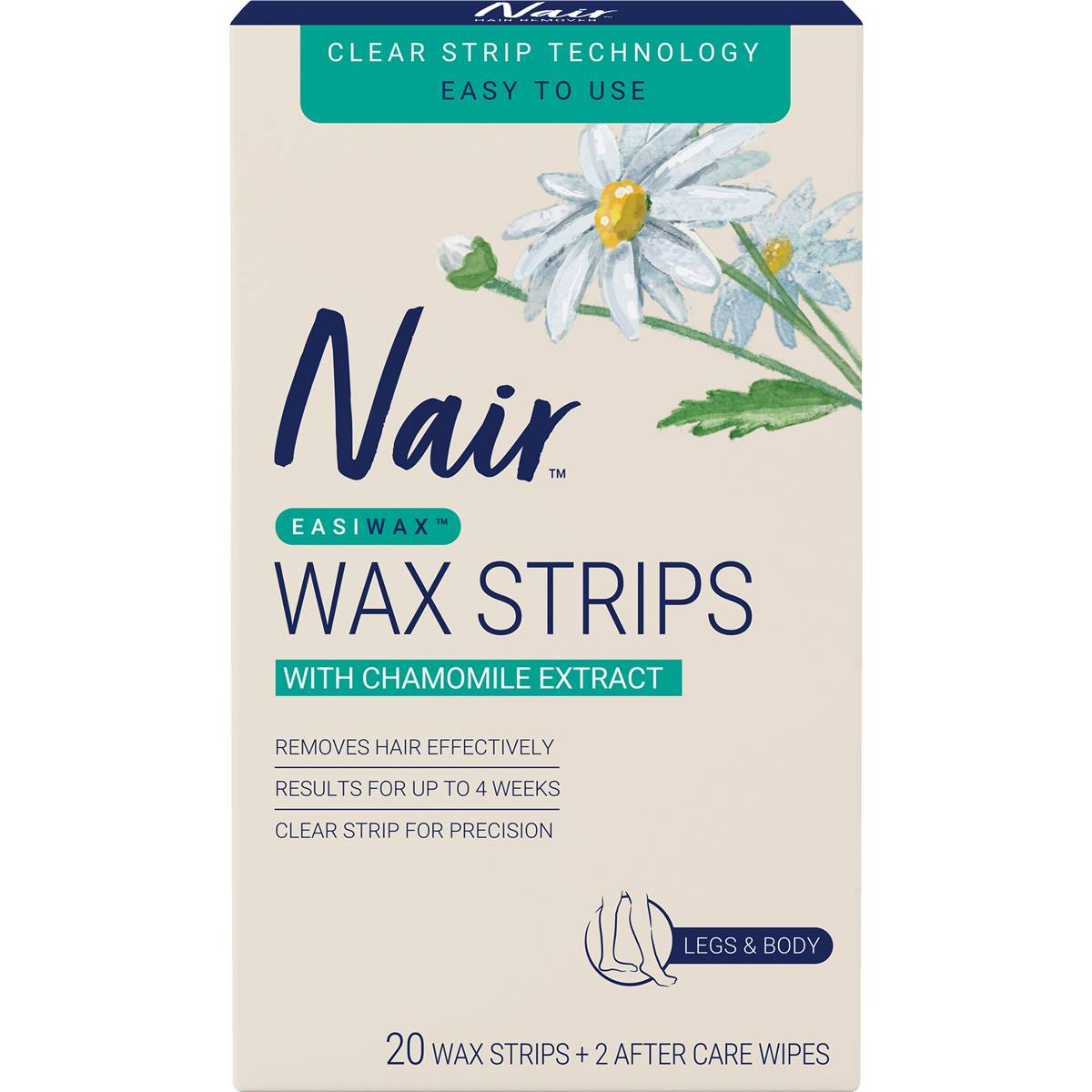 Nair Hair Removal Wax Easiwax Large Strips 20 Pack | Woolworths