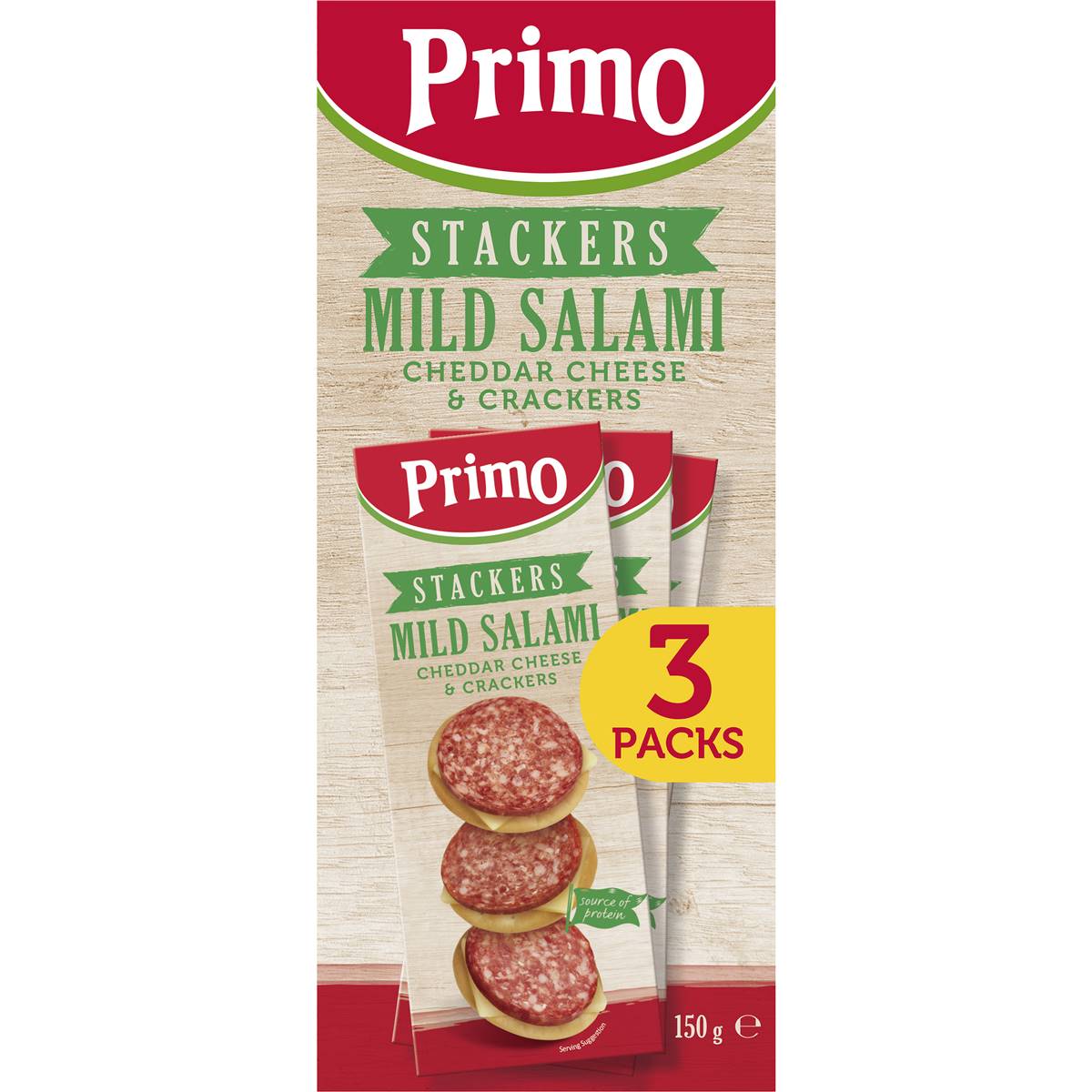 Primo Stackers Mild Salami Cheddar Cheese & Crackers 3 Pack Woolworths