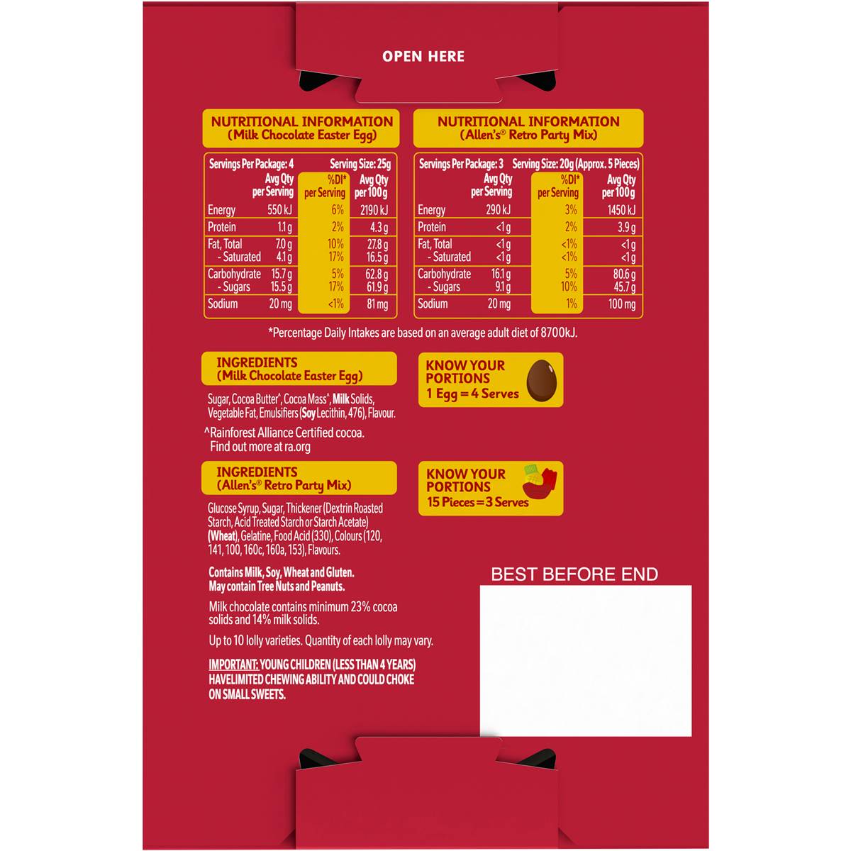 Allen's Retro Party Mix Milk Chocolate Easter Egg Gift Box 180g