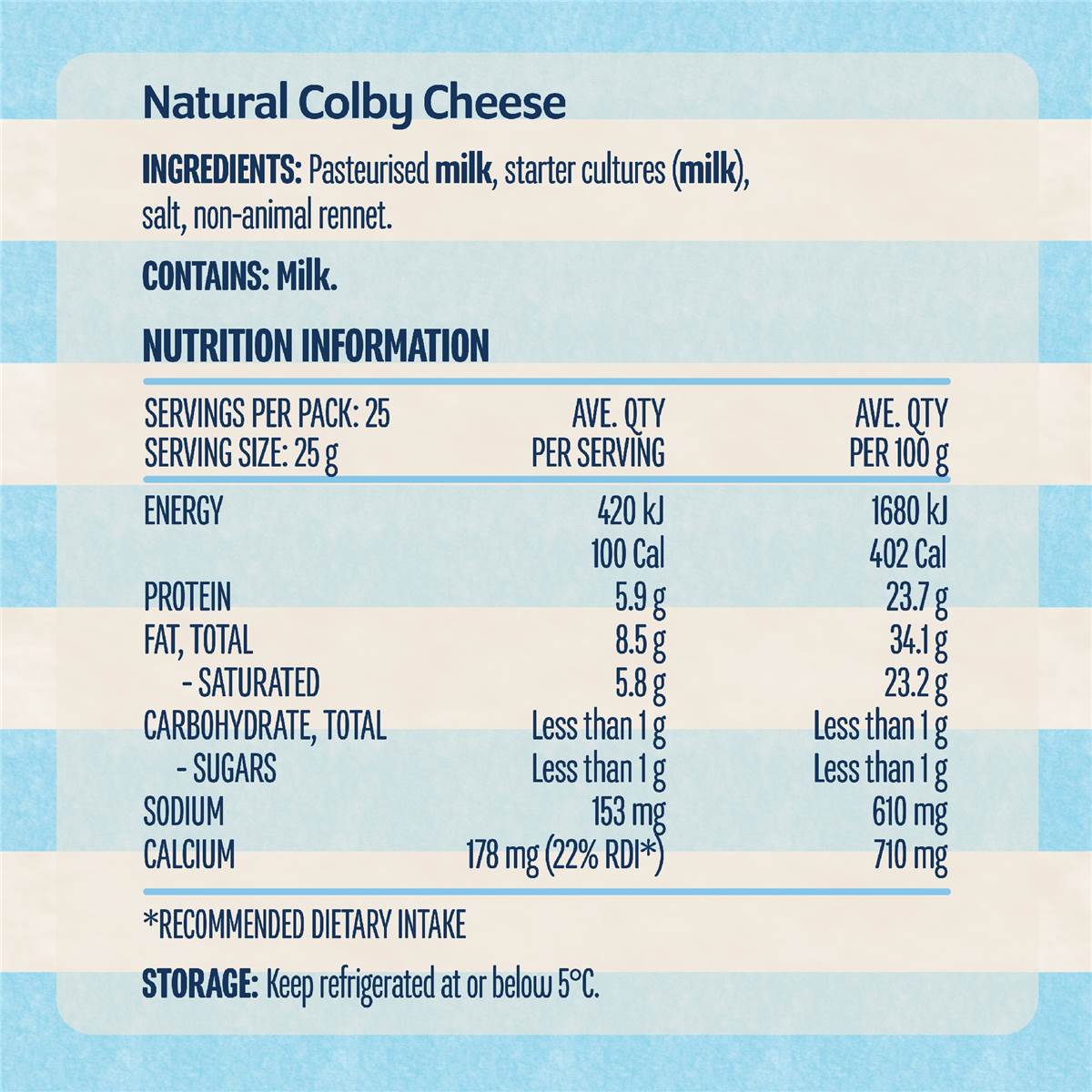 Devondale Colby Cheese Block 625g Woolworths