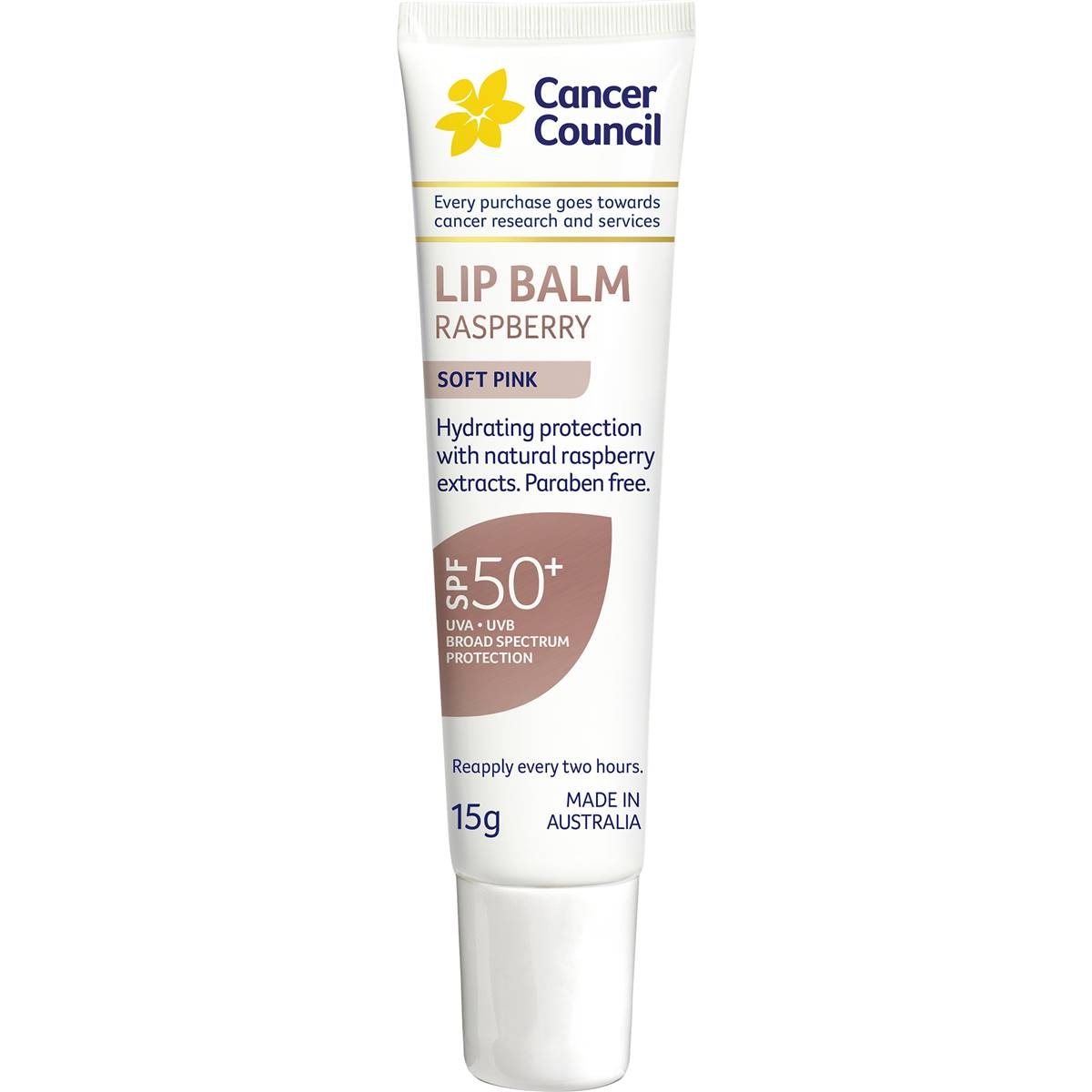 Cancer Council Lip Balm Raspberry Soft Pink Spf50+ 15g | Woolworths